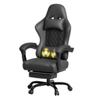 JUMMICO Gaming Stuhl, Schreibtischstuhl mit Massagefunktion,Bürostuhl Ergonomisch mit Fußstütze,150 kg, Schwarz