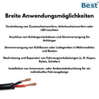Autokabel KFZ Kabel 2x2,5 mm² 100m flach | Flachkabel Fahrzeugleitung 2-Polig | Stromkabel für Auto, Anhänger, Wohnmobil, Boot | Anhängerkabel elektrisches Kabel bis zu 60V vielseitig einsetzbar