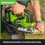 Greenworks GD24JS Akku Stichsäge, 3000spm, verstellbarer Sockel bis 45°, Saugaufsatz OHNE 24V Akku & Ladegerät, 3 Jahre Garantie