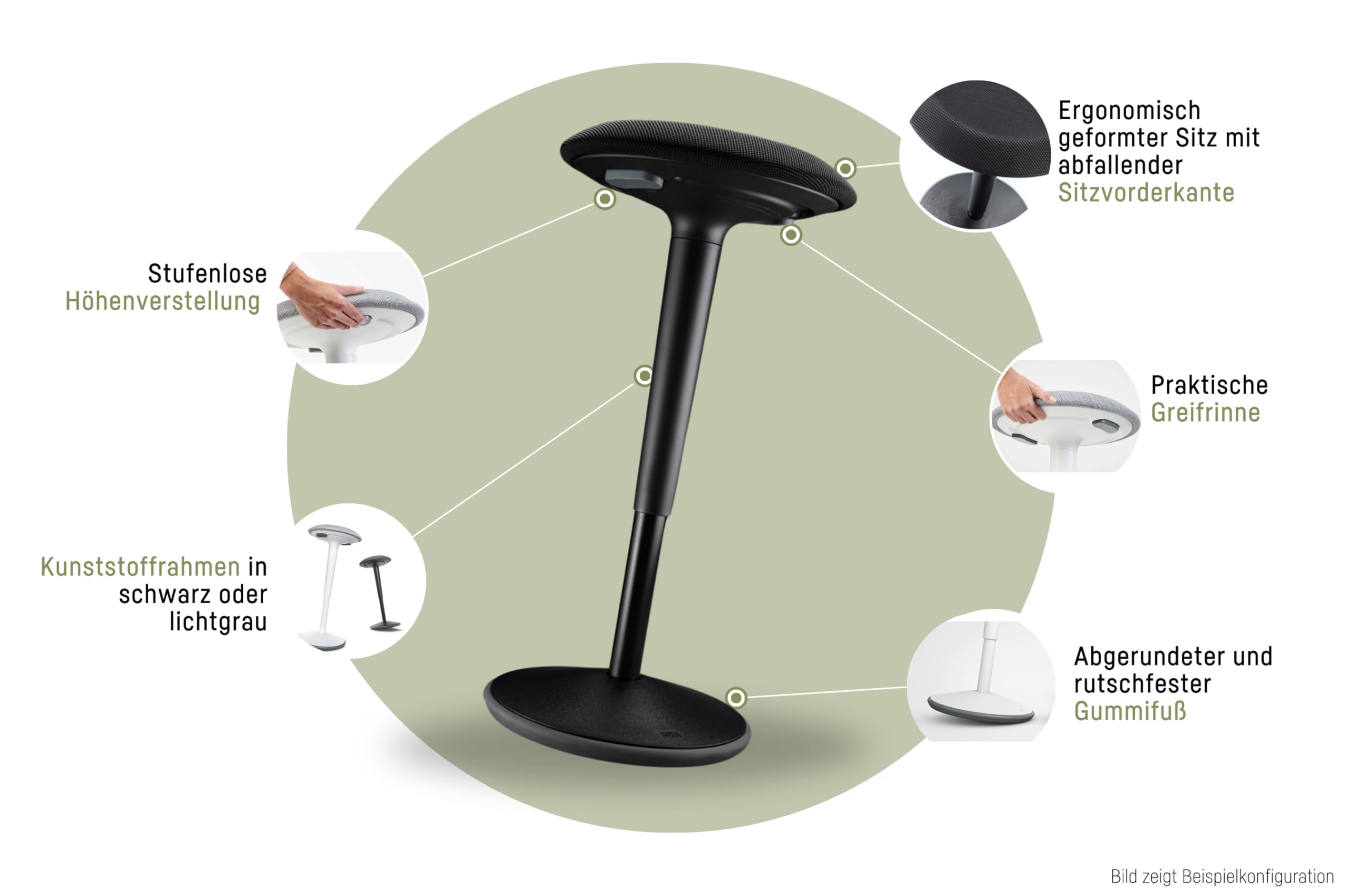 Sedus se:fit, Ergonomischer Hocker, Stehhocker, Stehsitz, Stehhilfe, Schwarz, Kunststoff, Gummifuß, 53-80 cm Höhenverstellbar
