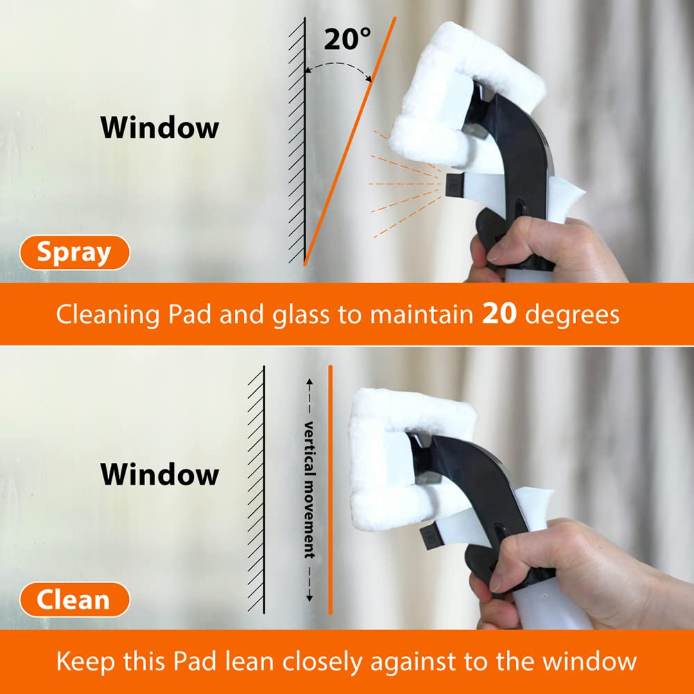 Amazon Basics Fensterstaubsauger-Set mit wiederaufladbarer Lithiumbatterie, für Fenster, Fliesen, Spiegel und Duschschwände, EU-/UK-/US-/JP-Stecker enthalten, 2 stück