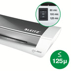 Leitz A4 Laminiergerät, Für 80 bis 125 mic Laminierfolien, inkl. Laminierhüllen Starterkit, Ideal für den Einsatz im Home Office, kleinen Büros & Schule, Grau, iLAM, 73680089