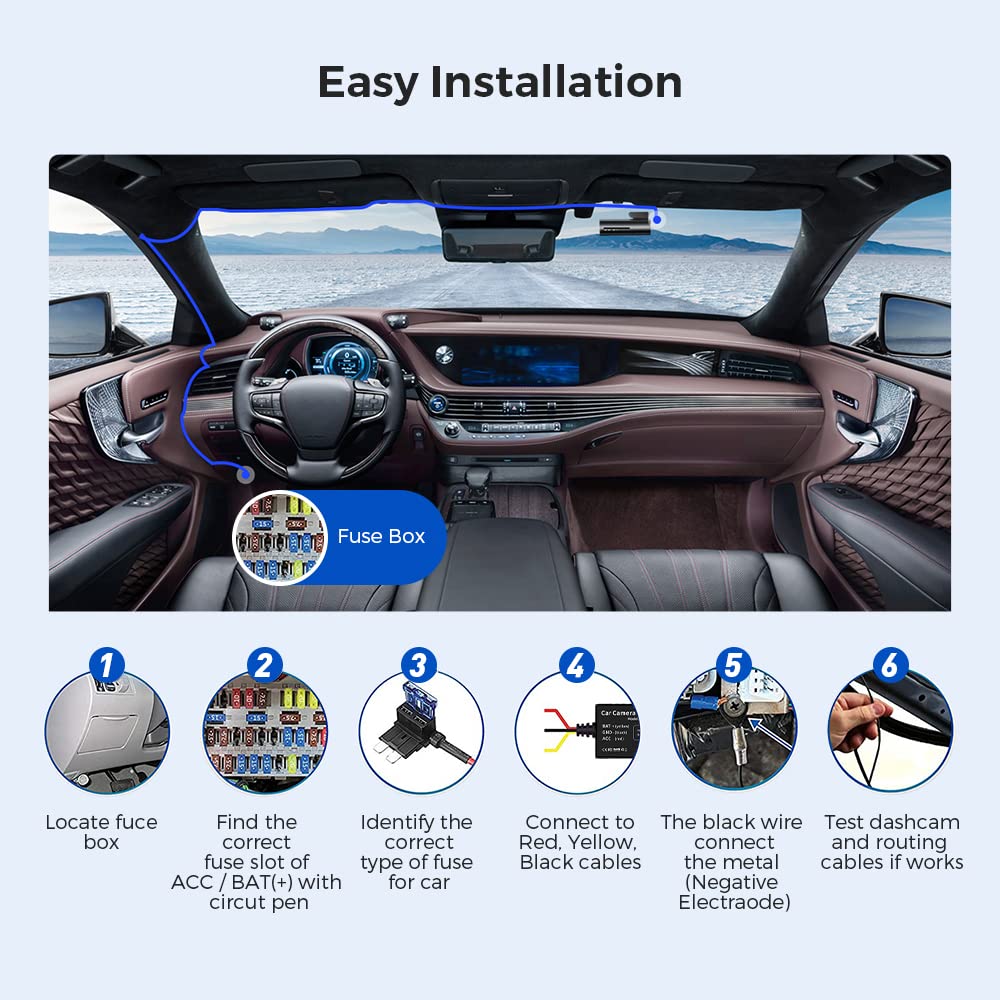 Azdome hardwire kits, Typ-C-USB-Hardwire-Kit 12V-24V bis 5V/2.5A Hardwire-Kit mit Niederspannungsschutz 12ft Auto-Dashcam-Ladegerät Netzkabel für Dashcam GPS-Stromversorgung Radarwarner
