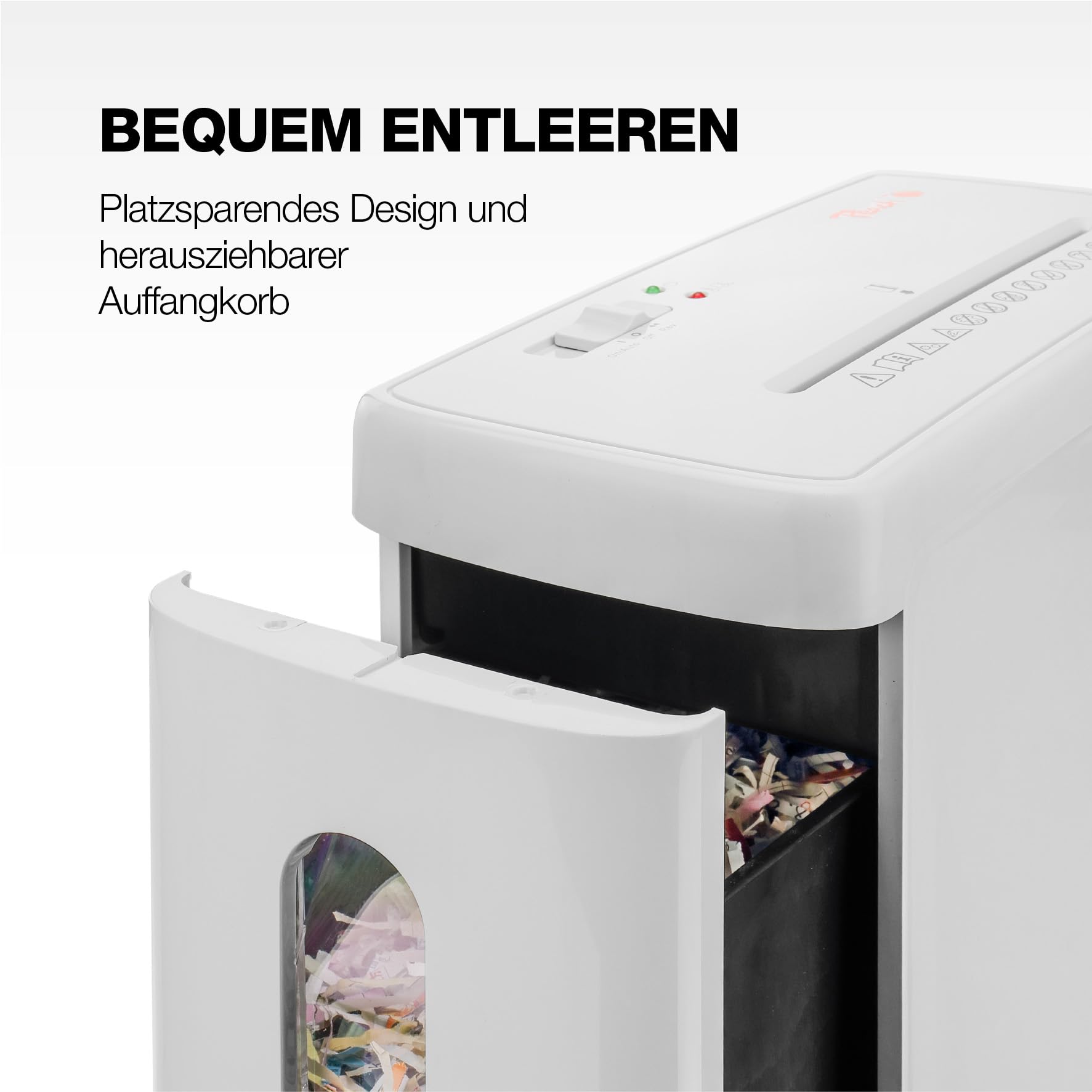 Peach Aktenvernichter SuperSilent inkl. Ölpapier - ~40dB leise - 6 Blatt - 9L/50 Blatt - 4 x 38 mm Partikelgröße (P-4), A4 ca. 400 Partikel - 10 min - DSGVO - sehr leiser Aktenschredder - PS500-15A