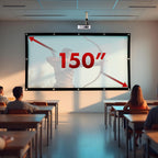 Maclean Tragbare Projektionswand – Hochwertige Polyester-Leinwand mit 25mm Schwarzem Rand, 179° Betrachtungswinkel und Einfache Montage (150", 300x220cm, 4:3)