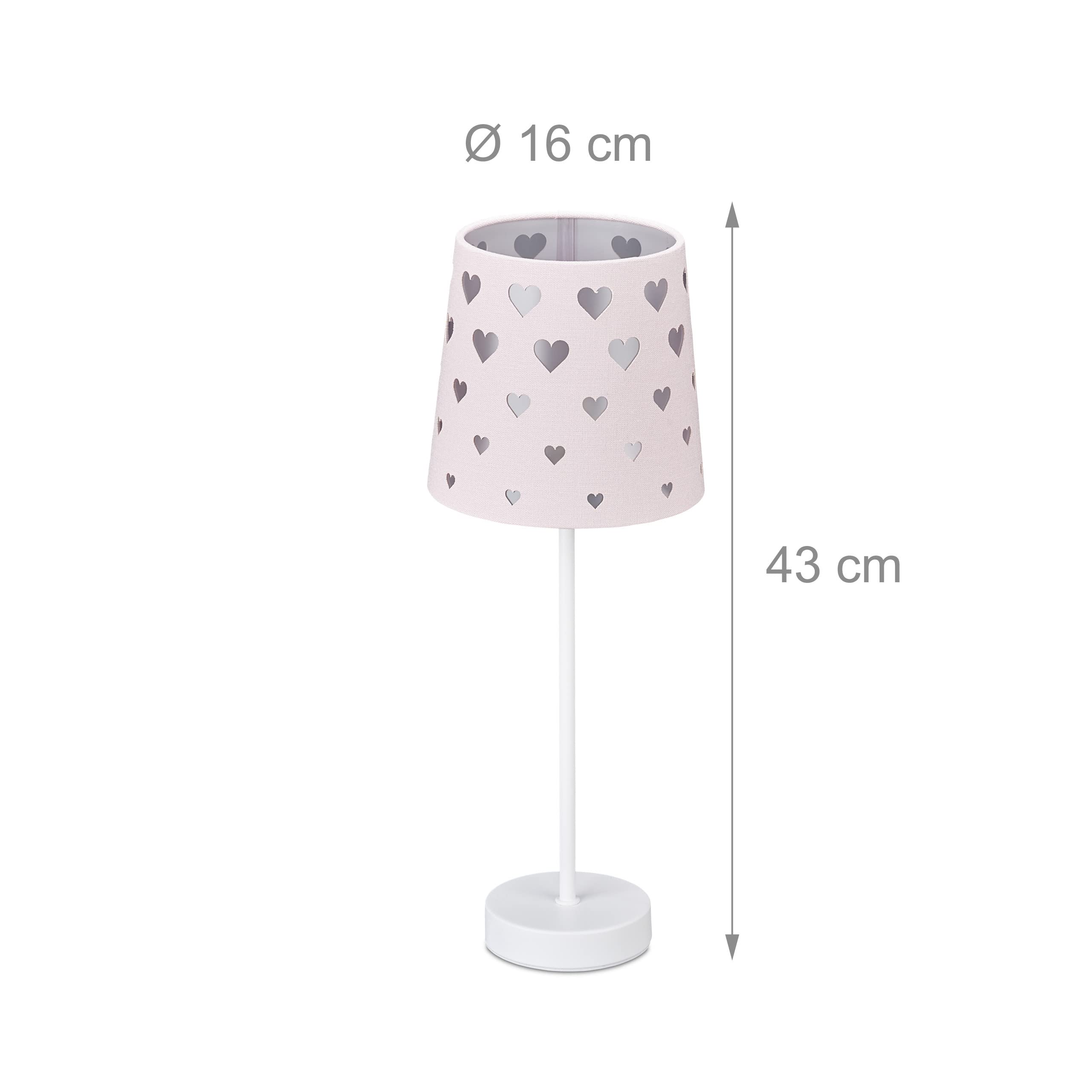 Relaxdays Nachttischlampe Kinder, rosa-weiß