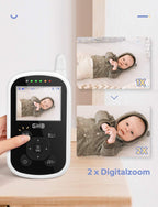 GHB Babyphone mit Kamera Video Baby Monitor 2,4 GHz Gegensprechfunktion ECO Modus Lange Akkulaufzeit Nachtsicht Temperatursensor Schlaflieder