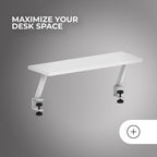 Mars Gaming MGDS, Monitor-Erhöhung, Erhöht den Monitor um 17cm, Ergonomischer Tischständer aus Stahl, Carbonfaserplatte 60x20cm, Bildschirmhalterung für Schreibtische mit 10 bis 33mm Dicke, Weiß