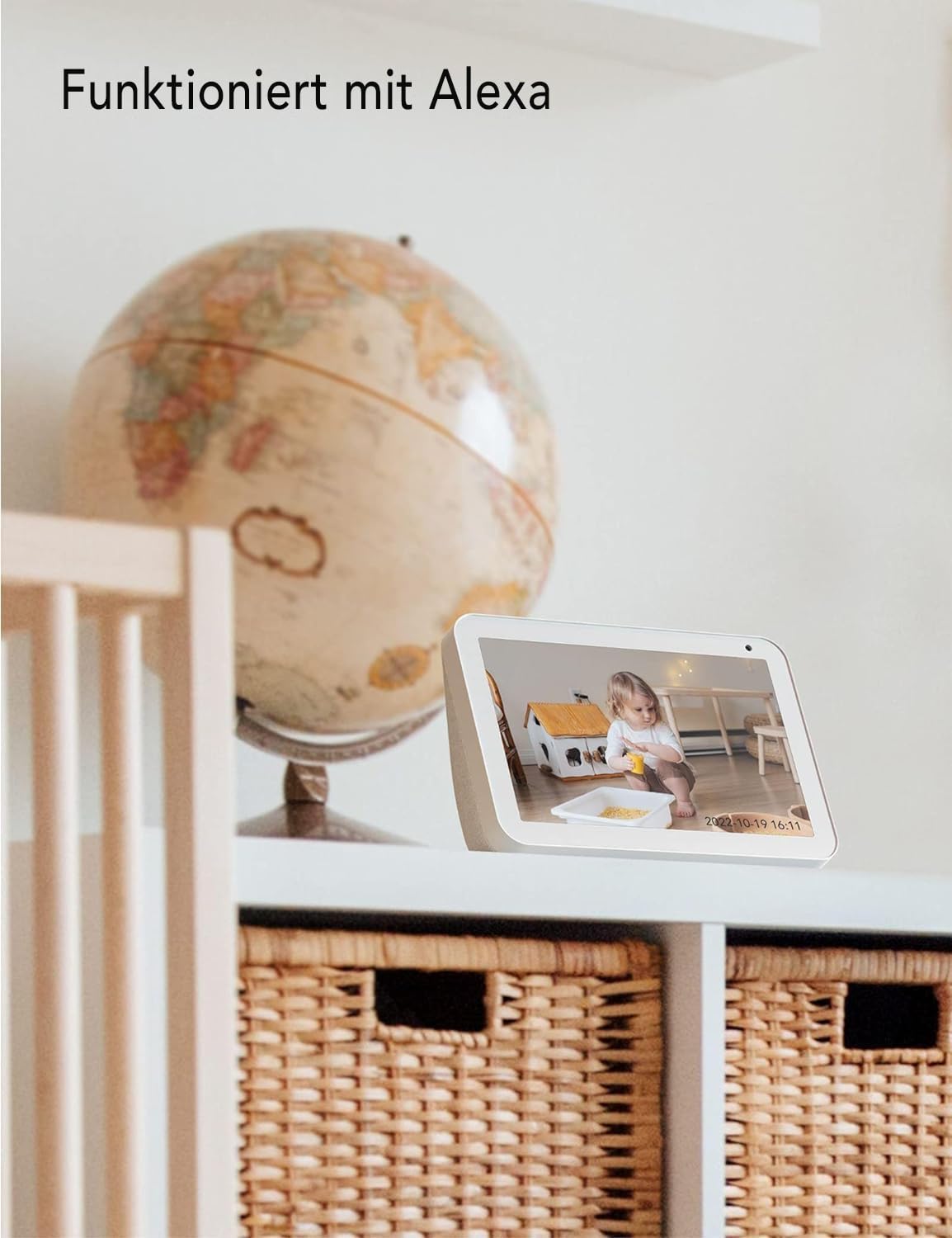 nooie Babyphone mit Kamera, Baby Kamera WLAN, Baby Monitor with Camera und APP, Gegensprechfunktion 1080P HD Nachtsicht Kompatibel mit Alexa und 2.4Ghz WiFi, Bewegungs Geräuscherkennung, Indoor