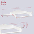 BELLABINO Oti Wickelaufsatz – welliger Wickeltischaufsatz für Malm, Hemnes, Nordli Kommoden (160 cm Breite) – Aufsatz für Wickeltische mit Platzfüller in weiß, 16,5 x 74 x 160 cm (HxTxB)
