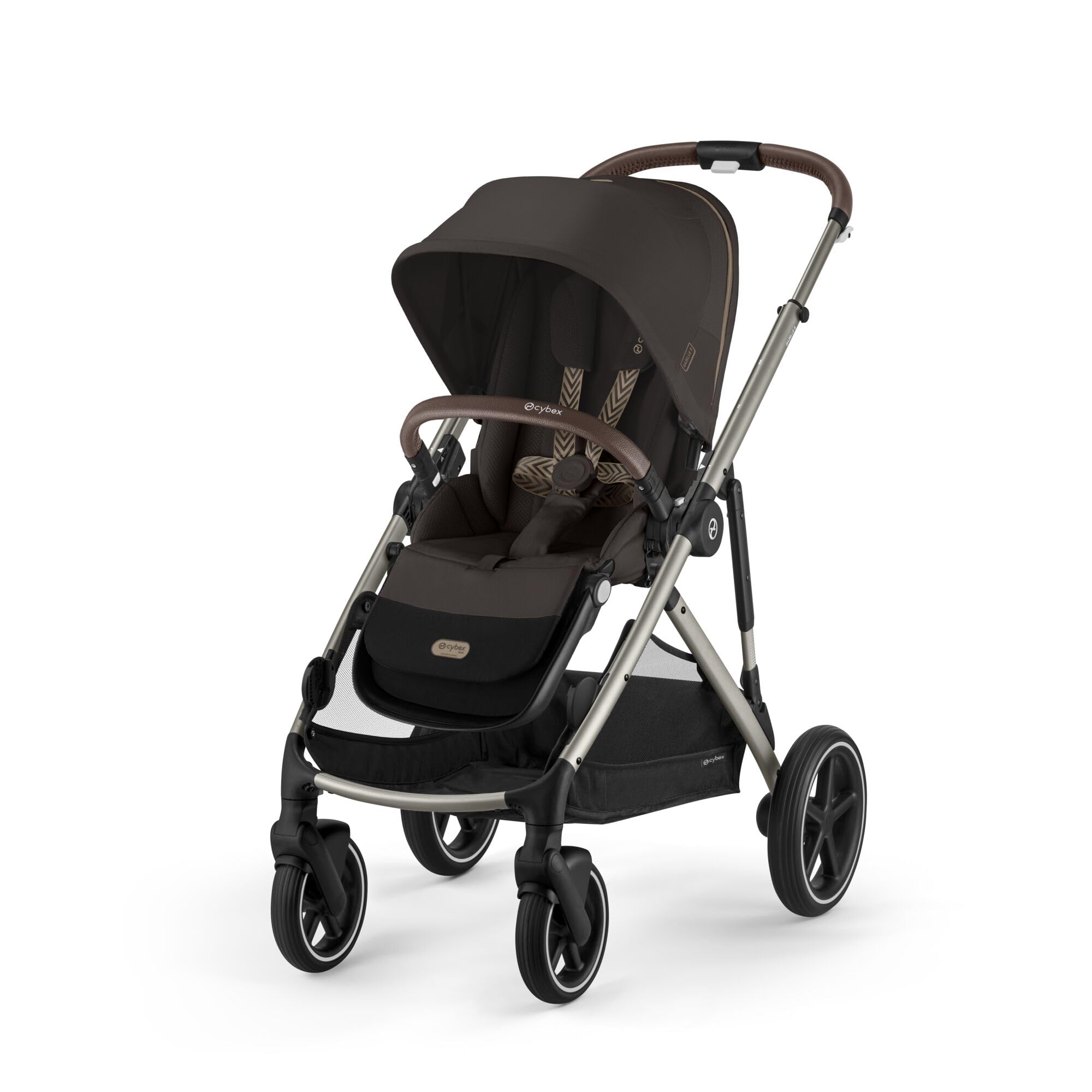 CYBEX Gold Kinderwagen GAZELLE S, Ab Geburt bis ca. 4 Jahre, Max. 22 kg (Single-Modus) / 2x 22 kg (Duo-Modus), All-in-1-System mit 20+ Konfigurationen, Chocolate Brown