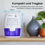 Pro Breeze Mini Luftentfeuchter 500ml gegen Feuchtigkeit, Schmutz, Schimmel, Geräuscharm und Kompakt für Kleine Räume, Automatisches Abschalten, geeignet für Allergiker - Weiß