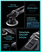 Poliermaschinen Set: chemicalworkz DA9 Exzenter Poliermaschine + Sonax Politur Set + Royal Pads Premium Polierpads + Dr. Wack Versiegelung für Lack + Zubehör | 20-teilig