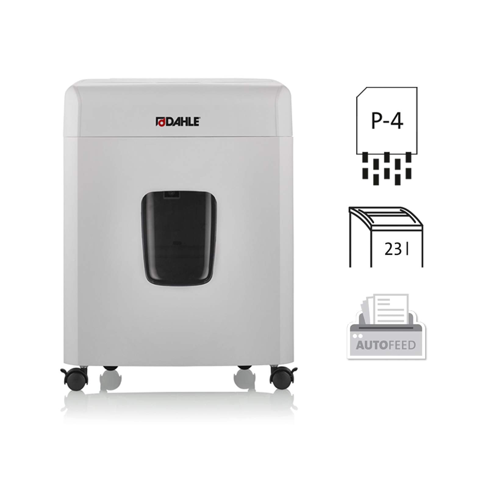 Dahle ShredMATIC 90 Aktenvernichter Autofeed (90 Blatt, P-4, Partikelschnitt, öl- und wartungsfrei, Automatischer Papiereinzug) lichtgrau/staubgrau