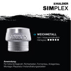 SIMPLEX-Schonhammer, Nylon/Weichmetall; mit Tempergussgehäuse und hochwertigem Holzstiel | D=40 mm | 3089.040