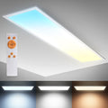 B.K.Licht - Deckenlampe mit Fernbedienung, dimmbar, ultraflach, LED Panel, LED Deckenleuchte, LED Lampe, Wohnzimmerlampe, Schlafzimmerlampe, Küchenlampe, 100x25x6,3 cm, Weiß