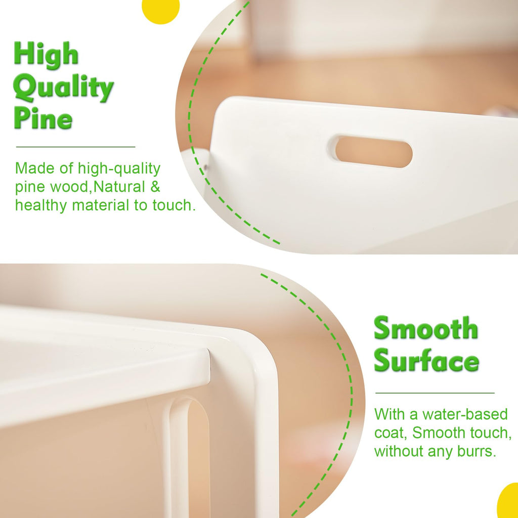 FUNLIO Montessori Beikosttisch und Stuhl-Set für Kleinkinder 1-3 Jahre, höhenverstellbar, Kinder-Tisch und Stuhl zum Lesen/Essen/Spielen, einfach aufzubauen - Weiß