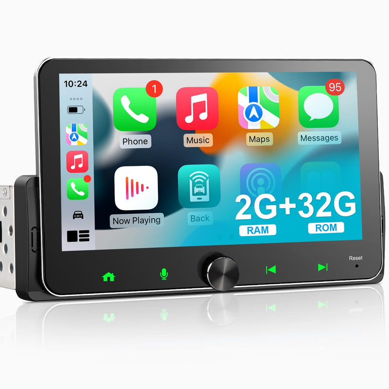 Android Autoradio 1din mit Navi 7 Zoll Bildschirm Android Auto & Wireless CarPlay Auto Radio Touch Display mit Bluetooth AM/FM WiFi GPS SWC RDS 2G+32G