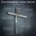 Sealskin Urban Duschabzieher, Glaswischer für Dusche und Fenster, praktischer Abzieher inklusive flexiblem Halter aus Silikon sowie Schraubhaken, Griff: Edelstahl poliert
