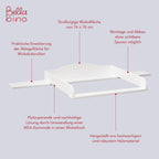 BELLABINO Oti Wickelaufsatz – welliger Wickeltischaufsatz für Malm, Hemnes, Nordli Kommoden (160 cm Breite) – Aufsatz für Wickeltische mit Platzfüller in weiß, 16,5 x 74 x 160 cm (HxTxB)