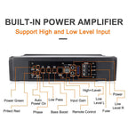 ISUDAR 9 Zoll schlanker Max 600W Subwoofer Aktiv Powered Untersitz-Auto Audio Subwoofer eingebautem Verstärker für Auto/LKW mit Fernbedienung niedrigen und hohen Eingangspegeln, Schwarz