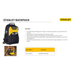 STANLEY Arbeitsrucksack Werkzeugrucksack (35 x 44 x 16 cm, robustes 600 x 600 Denier Nylon, Innenteiler, ergonomischer Rücken, Rucksack für Zubehör, Extrafach für Elektrowerkzeug) STST1-72335