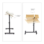 Relaxdays Laptoptisch höhenverstellbar HBT 95 x 60 x 40 cm Notebook Ständer auch für Linkshänder Sofatisch Beistelltisch mit bremsbaren Rollen mit Ablage für Maus mit 2 Stopp-Leisten, Eiche, gelb