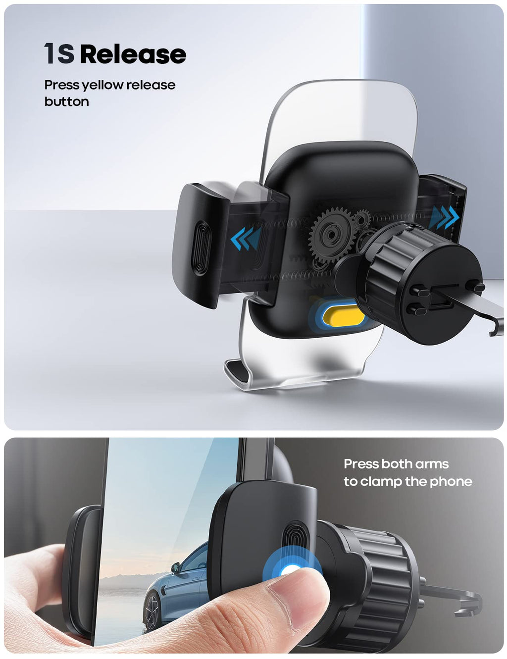 Lamicall Handyhalterung Auto, Handy Autohalterung - [2026 Federclip] Universal Lüftung Handyhalter Auto, 360 Grad Vent KFZ Halterung für iPhone 17/16/15/14/13 Pro Max Plus, Samsung 4-7 Zoll Smartphone