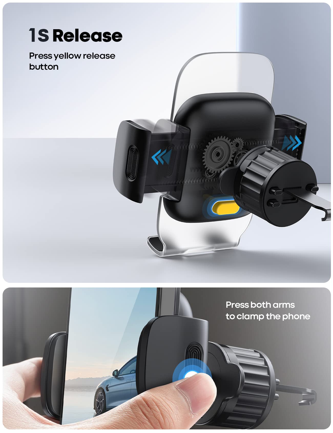 Lamicall Handyhalterung Auto, Handy Autohalterung - [2026 Federclip] Universal Lüftung Handyhalter Auto, 360 Grad Vent KFZ Halterung für iPhone 17/16/15/14/13 Pro Max Plus, Samsung 4-7 Zoll Smartphone