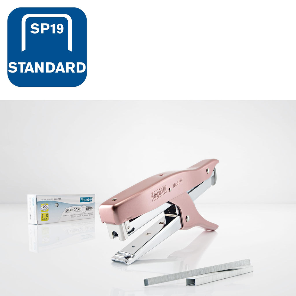 Rapid Maxi SP19 Heftzange, 20 Blatt Kapazität, verwendet SP19 Heftklammern, ergonomisches Design, inklusive Heftklammern, Metall, rosa, 5001084