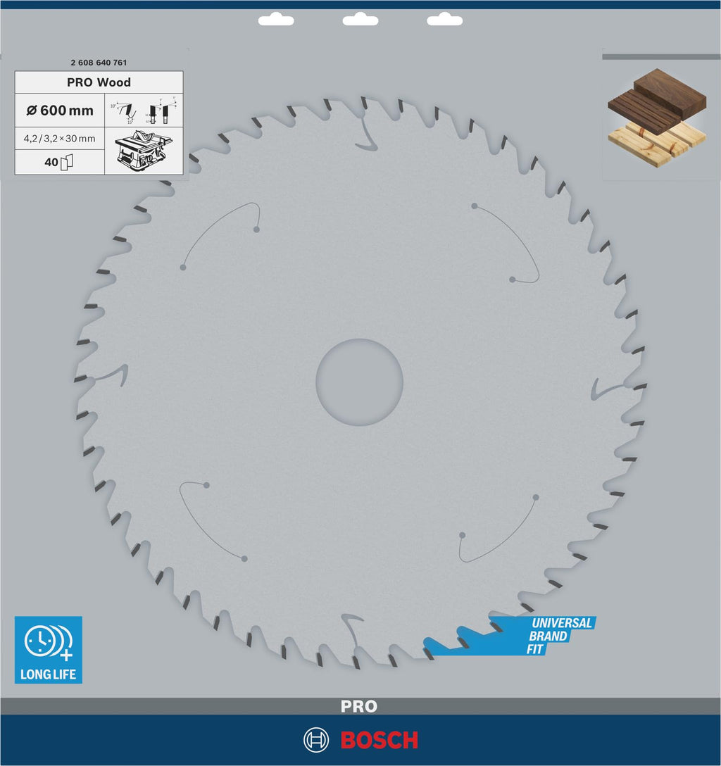 Bosch Accessories Bosch Professional 1x Kreissägeblatt Construct Wood (für Holz, Sägeblatt Ø 600 x 30 x 4,0 mm, 40 Zähne, Zubehör Kreissäge)
