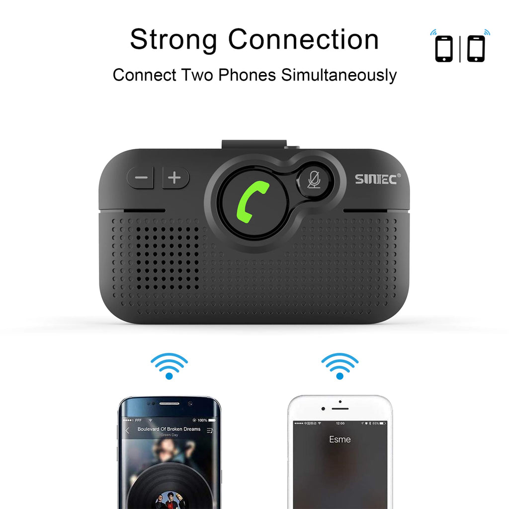 Bluetooth Freisprecheinrichtung für Auto mit Clip, 3W Lautsprecher Freisprechanlage integriertes Mikrofon Automatische Wiederverbindung Siri und G-oogle Assistant Kompatibilität Dual-Telefon Support