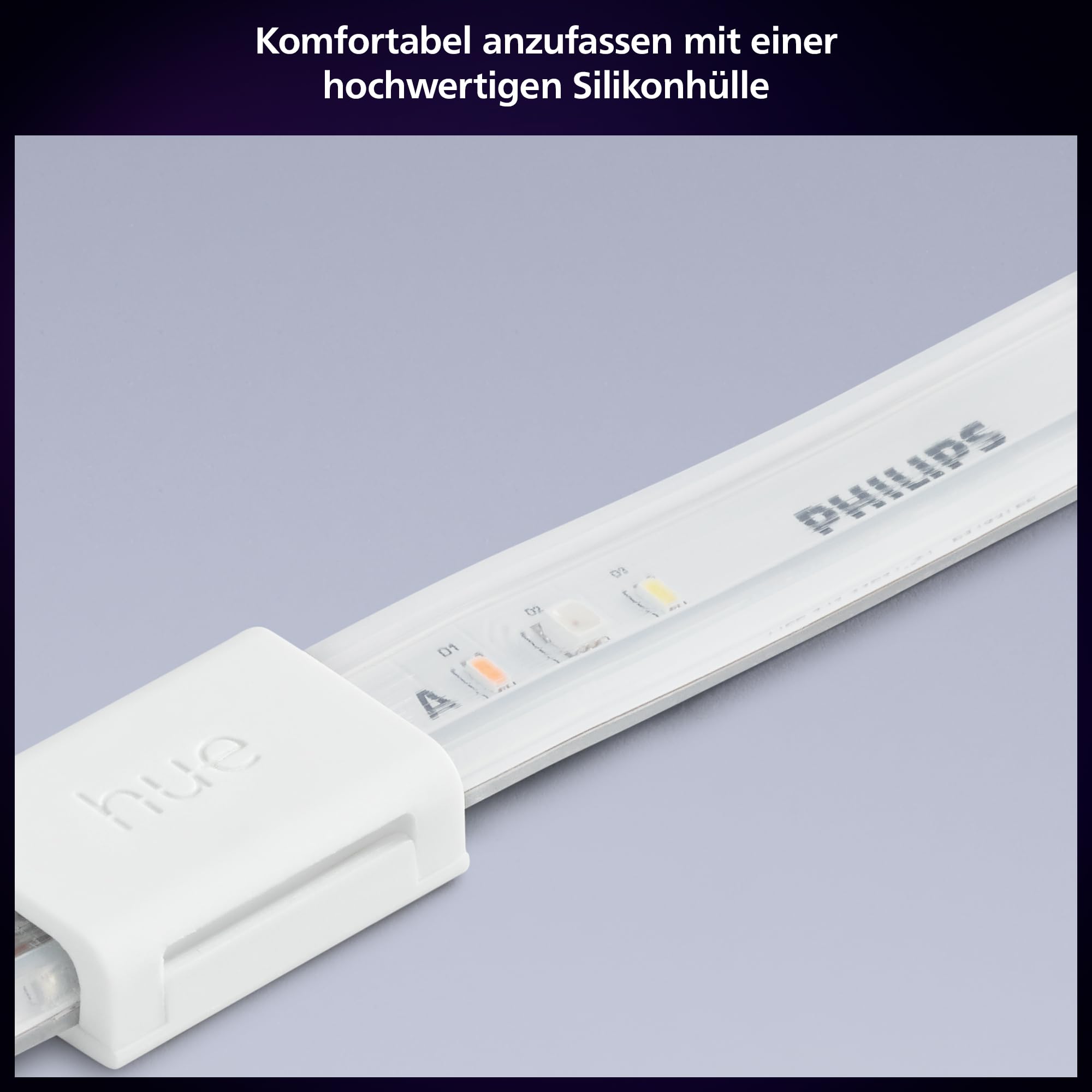Philips Hue Indoor 3m Smart LED Solo Lightstrip Basis-Set, 1er-Pack, indirekte Beleuchtung mit der Hue App steuerbar, LED Streifen funktioniert mit Alexa, Google Assistant und Apple HomeKit