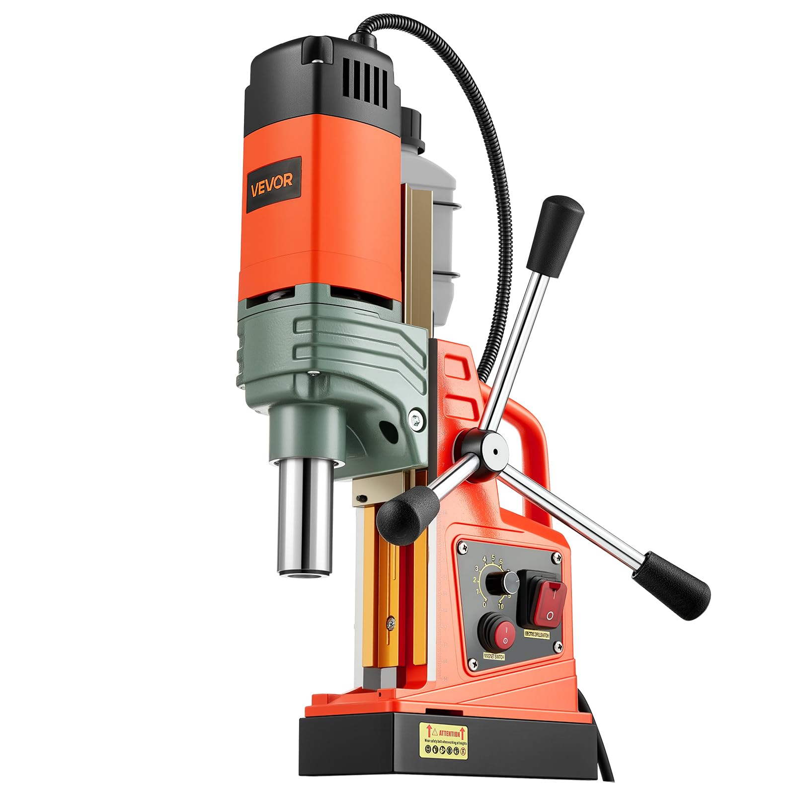 VEVOR Magnetbohrmaschine 1350 W 50 mm Bohrdurchmesser, 12500 N Leistung, tragbare magnetische Bohtanlage mit einstellbarer Drehzahlen & Weldonschaft, für Metalloberflächen Industrie Heimwerker