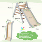 COSTWAY Kletterdreieck mit Rutsche, Klettergerüst aus Holz, Sprossendreieck zum Rutschen und Klettern, für Kinder ab 1 Jahre (Grau)