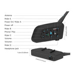 EJEAS V6PRO Motorrad Intercom Bluetooth Headsets 1200m bis zu 6 Reiters DSP-Rauschunterdrückung, Wasserdicht, Kommunikationssystem für Motorräder, 1 Stück