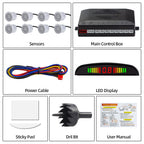 Einparkhilfe mit 8 Vorne Hinteren Parksensoren mit Summer LED-Anzeige (8 Sensoren, Silber)