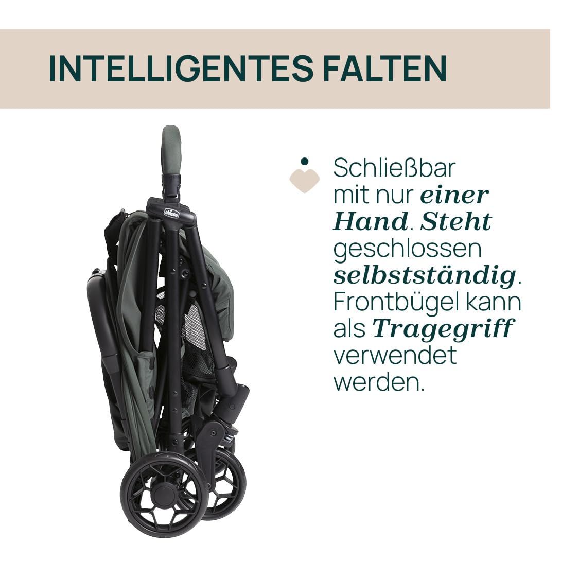 Chicco Urbino Kinderwagen Ab Geburt bis 4 Jahren (max. Belastbarkeit 25 kg), Praktisch und leicht, Zusammenklappbarer Buggy,Einhandverschluß, Verstellbare Rückenlehne und Fußstütze, Verdeck, Grün