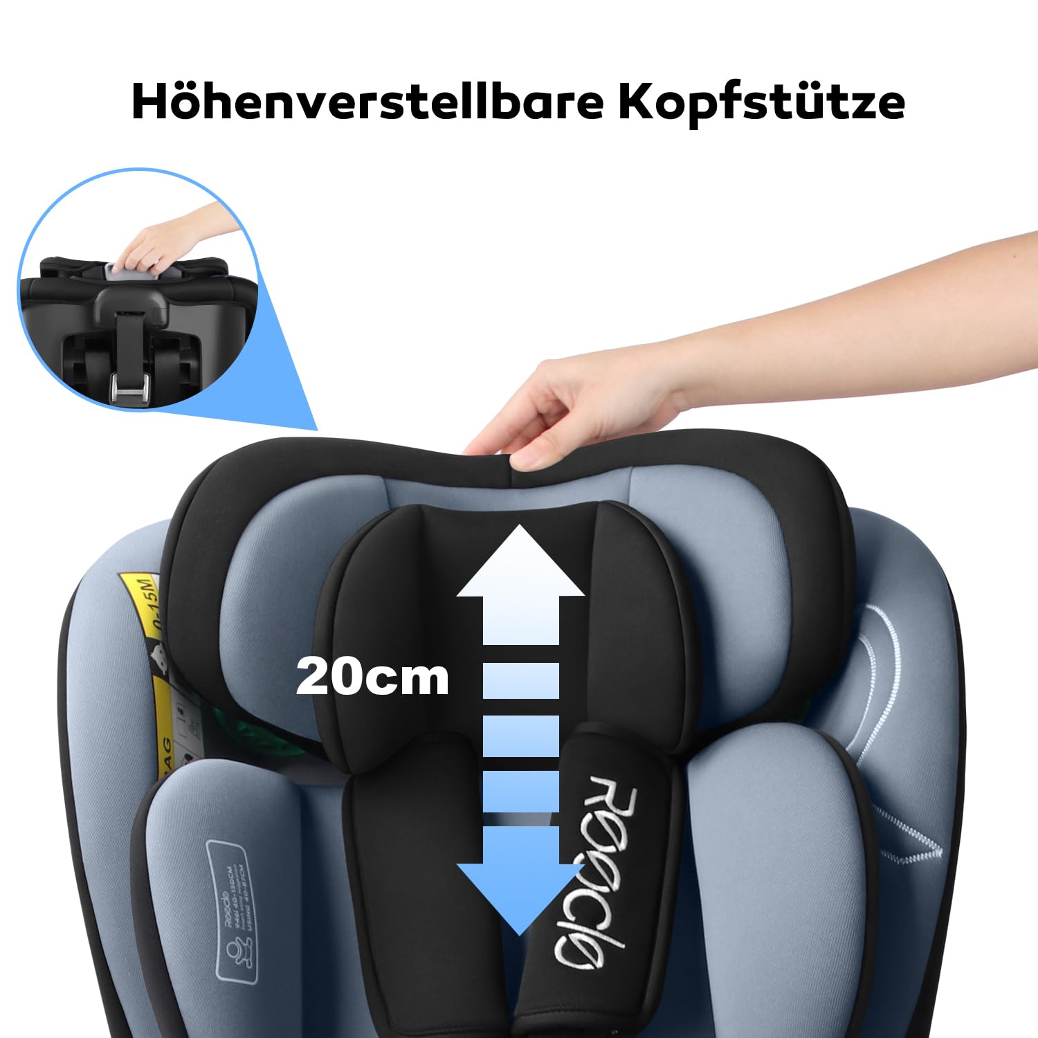 Reecle 360 Drehbar i-Size Kindersitz mit ISOFIX 40-150 cm (0-36 kg) Reboarder, ab Geburt -12 Jahre, ECE R129 (i-Size, Schwarz)