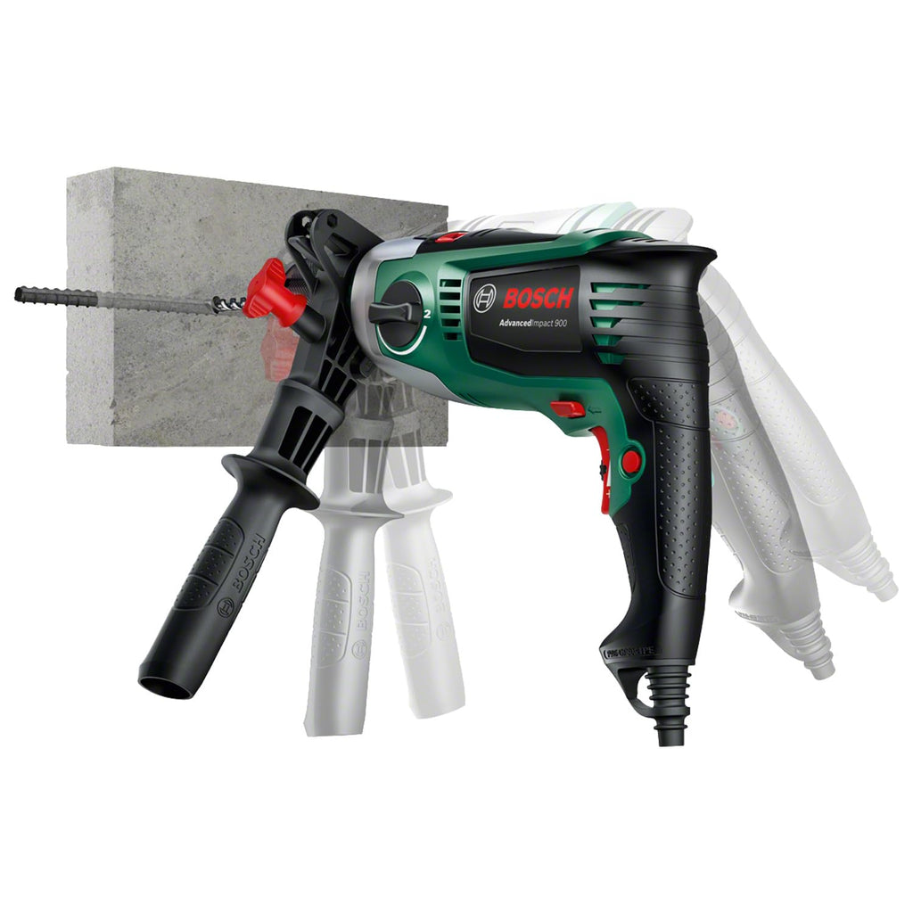 Bosch Schlagbohrmaschine AdvancedImpact 900 (Zusatzhandgriff, Tiefenanschlag, Koffer, 900 Watt)
