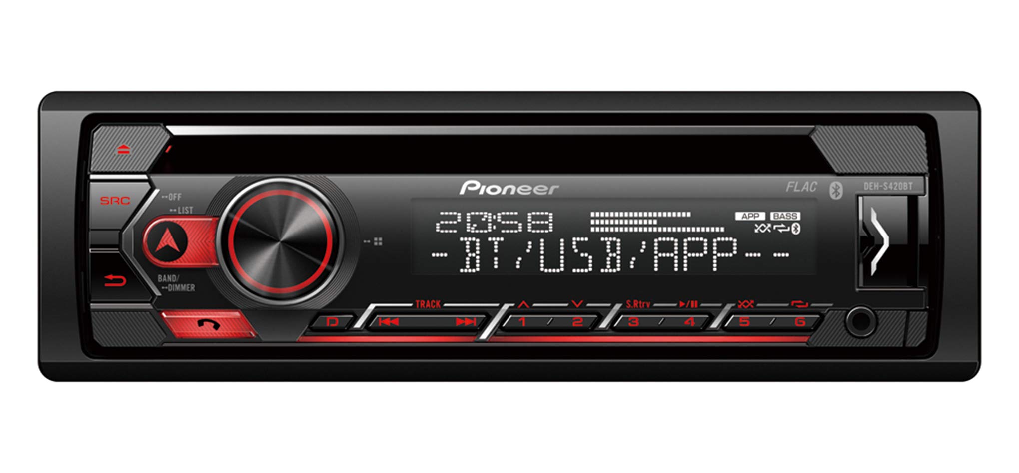 Pioneer DEH-S420BT, 1-DIN Autoradio, CD-Tuner mit RDS, Bluetooth, MP3, USB und AUX-Eingang, Freisprecheinrichtung, Smart Sync App, 13-Band-Equalizer, iPod-Steuerung