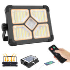 ERAY 150W LED Baustrahler Akku Solar Tragbare Mit Fernbedienung, 15000mAh LED Strahler Akku, LED Arbeitsleuchte 296 Perlen/5 Modi/USB-Wiederaufladbar, Campinglampe Tragbar für Camping Notfälle Keller