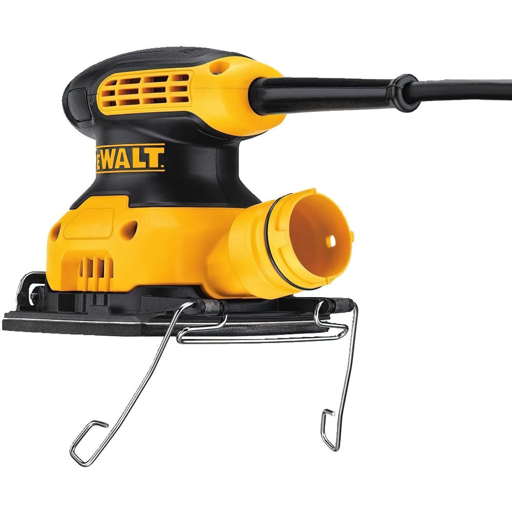 DEWALT Vibratiosnschleifer/Schwingschleifer (230 Watt, Schwingkreis-ø 1.6 mm, Schleifplatte 108 x 115 mm, Klettfix, AirLock kompatibel, inkl. Staubfangsack & Absaugadapter) DWE6411-QS