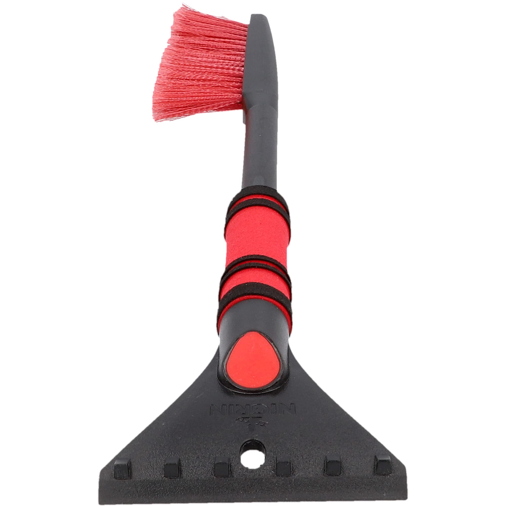NIGRIN Eiskratzer Auto mit Schneebesen, ergonomischer rutschfester Softgriff, aus hochstabilem ABS, Schwarz-Rot