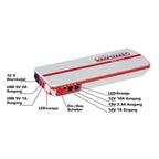 Dino KRAFTPAKET 12V-600A Starthilfegerät 66.6Wh 18000mAh | KFZ Starthilfe Powerbank für Diesel & Benziner | Autobatterie Motorradbatterie |Blei-Säure, GEL, EFB, AGM-Batterie | Für Auto Motorrad Boot