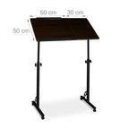 Relaxdays Laptoptisch groß höhenverstellbar H x B x T: 110 x 80 x 50 cm Mobiles Rednerpult mit Rollen zum Bremsen für Notebook mit Ablage für Beamer, große Laptops, Mäuse etc, Ebenholz (schwarz)