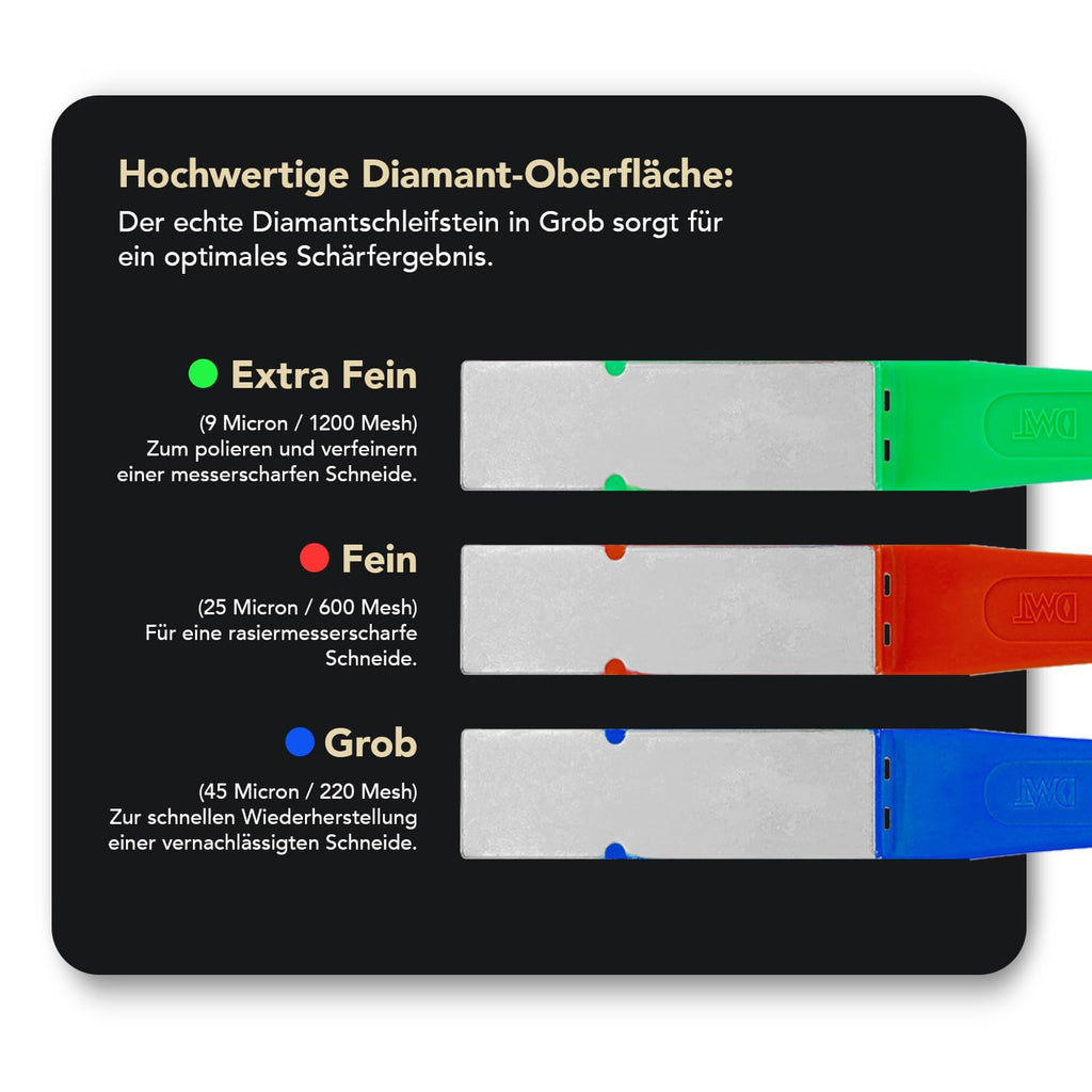 DMT Dia-Sharp® Diamond Mini-Hone® Diamant Schleiffeile 3er-Set, Für Messer und Werkzeuge, Erreicht auch schwer zugängliche Stellen, Made in USA, D2K