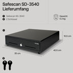 Safescan SD-3540 Standard-Duty Kassenschublade mit 4 Fächern für Banknoten und 8 für Münzen - Kassenlade mit RJ-12 Anschluss (z.B. Registrierkasse) - Solide Kassenschublade von 35 x 40,5 x 10,5 cm