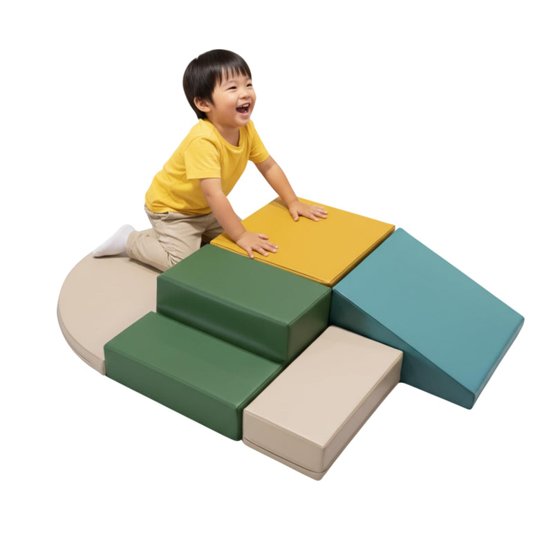 IGLU SOFT PLAY Corner Climber 5 pcs Softbausteine Riesenbausteine Schaumstoffbausteine Großbausteine (Pastel Sea)