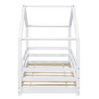 [en.casa] Kinderbett Knätten Hausbett Bodenbett 90 x 200 cm Holzbett für Kinder mit Rausfallschutz Bettgestell mit Lattenrost Kiefernholz Weiß